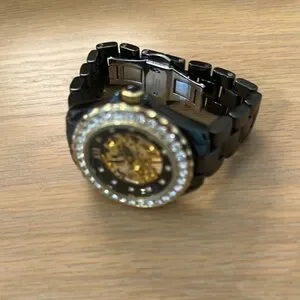 Adrienne Vittadini Elegant Black and Gold Watch ADRIENNE VITTADINI Black Metal Bracelet Analog Watch, 33mm  main image 4